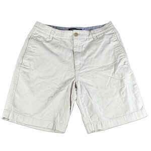 Chaps Shorts Mens 30 Beige Chino Flat Front 8 Inseam Casual Summer Khaki Zip Fly